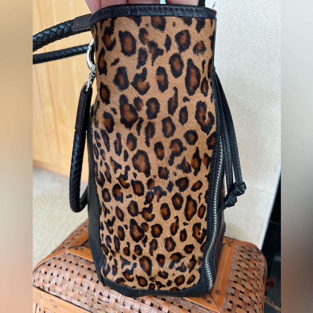 Brighton RARE 2013 DIVA Leather and Leopard Print Pony Hair Tote Shoulder Bag - Picture 7 of 16